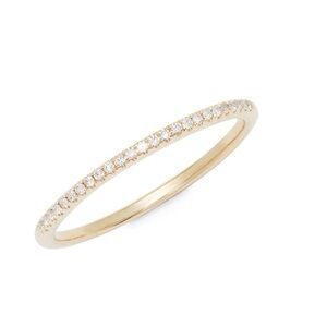 14k YELLOW GOLD BAND RING WITH SPARKLING DIAMONDS SIZE 6 .08 CTW